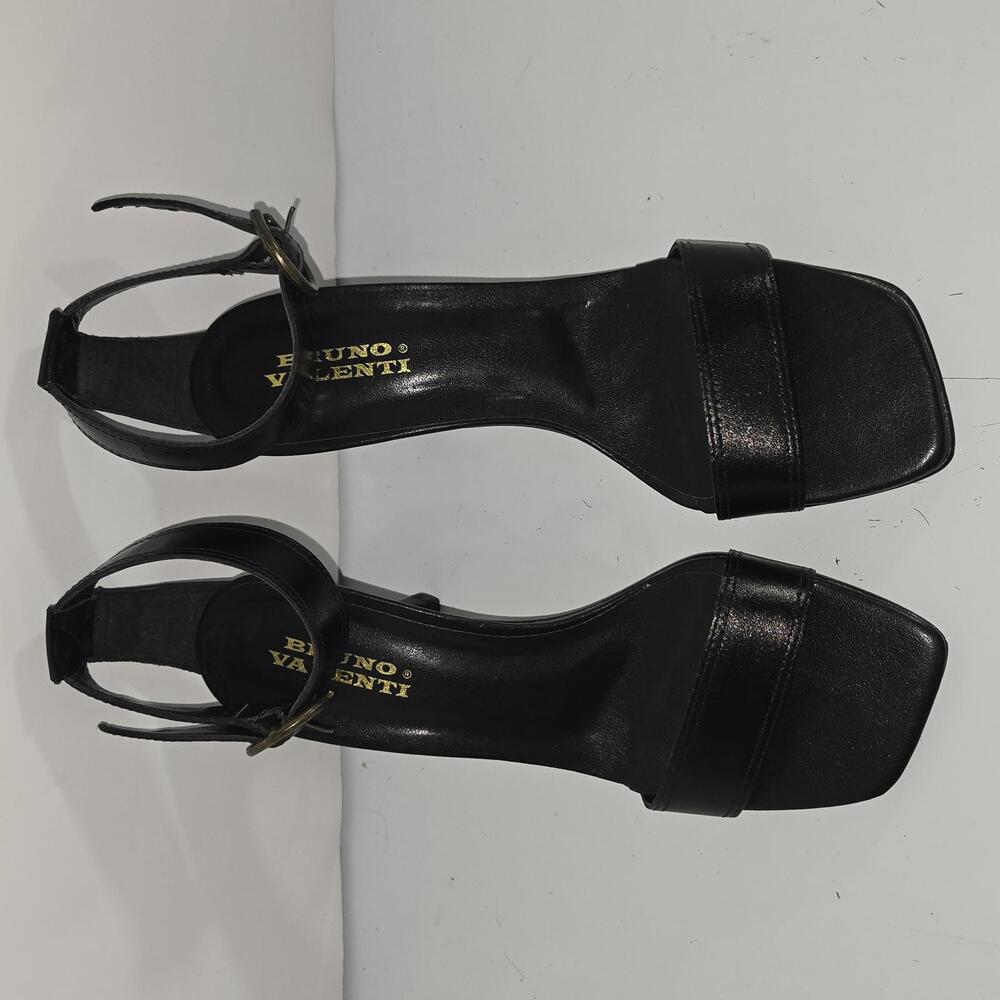 0275 Bruno Valenti Black Leather Womens High Heels Size 8M‎